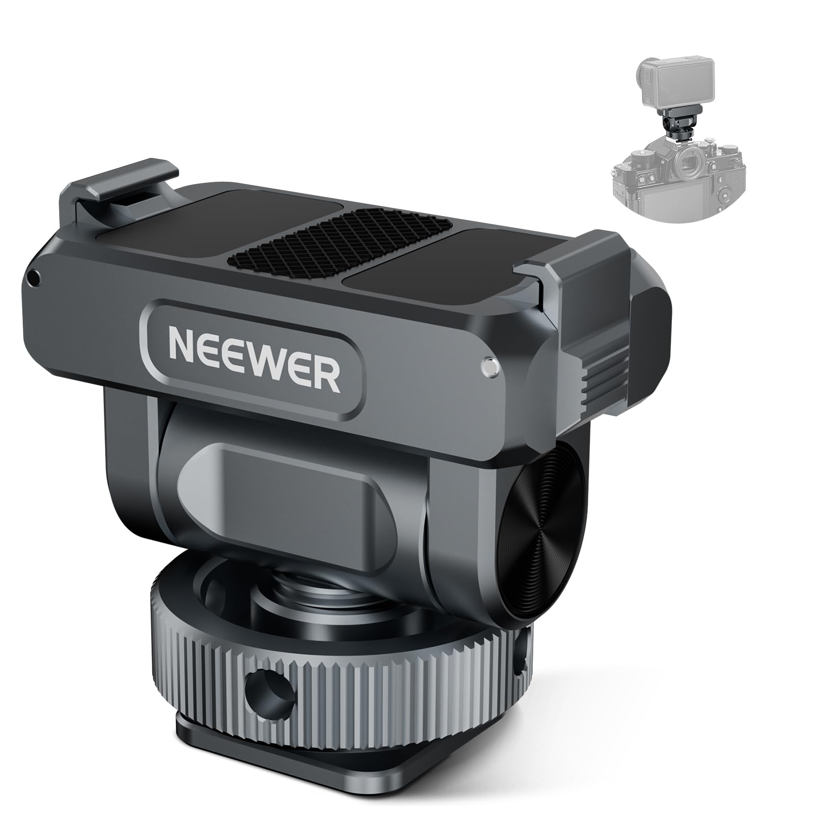NEEWER Akcesoria do montażu magnetycznego kompatybilne z DJI Osmo Action 5 Pro / 4/3, Quick Release 160° Tilt Action Camera Adapter Mount z zimną stopką, gwint 1/10.2 cm, AC012 ciemnoszary