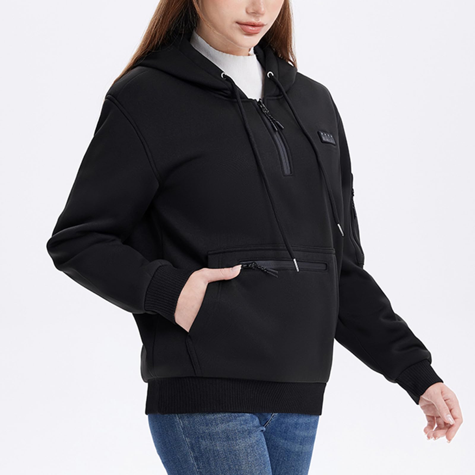 Beheizbare Sweatjacke Herren mit Kapuze Heizjacke Winter Warm Winterjacke