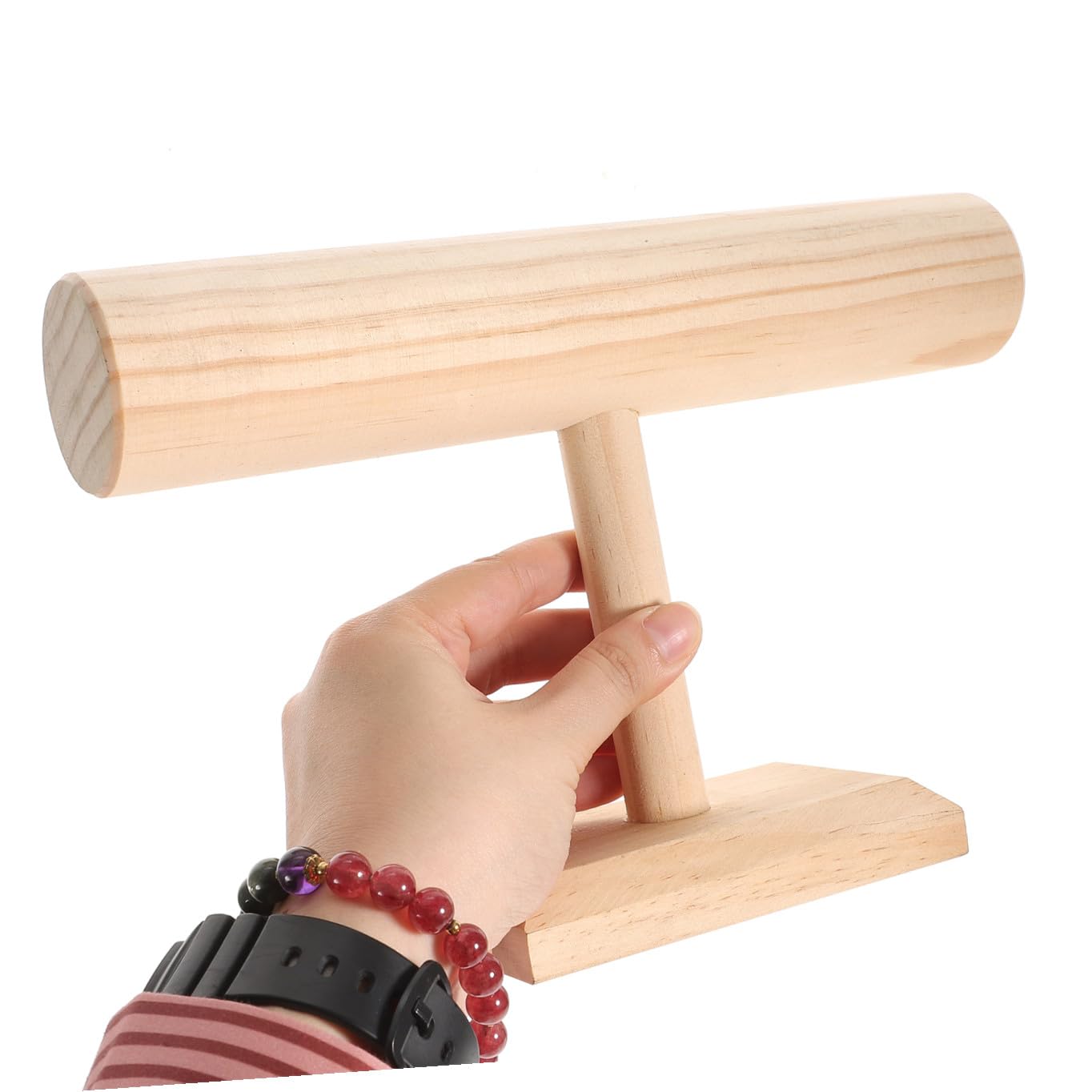 VANZACK Armbänder Organizer Anhänger Tragbarer Schmuckständer und Holz Beiger Armbandhalter zur Tischaufbewahrung Zimmer und Messestand