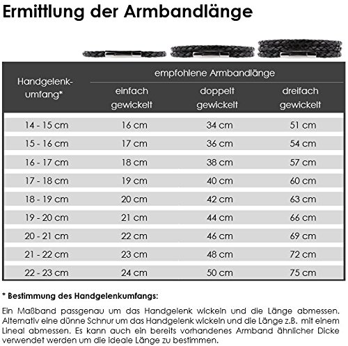 Auroris Echtleder Kette/Armband geflochten 3mm Farbe: schwarz mit Hebeldruckverschluss aus matt-schwarzem Edelstahl - Länge: 50cm