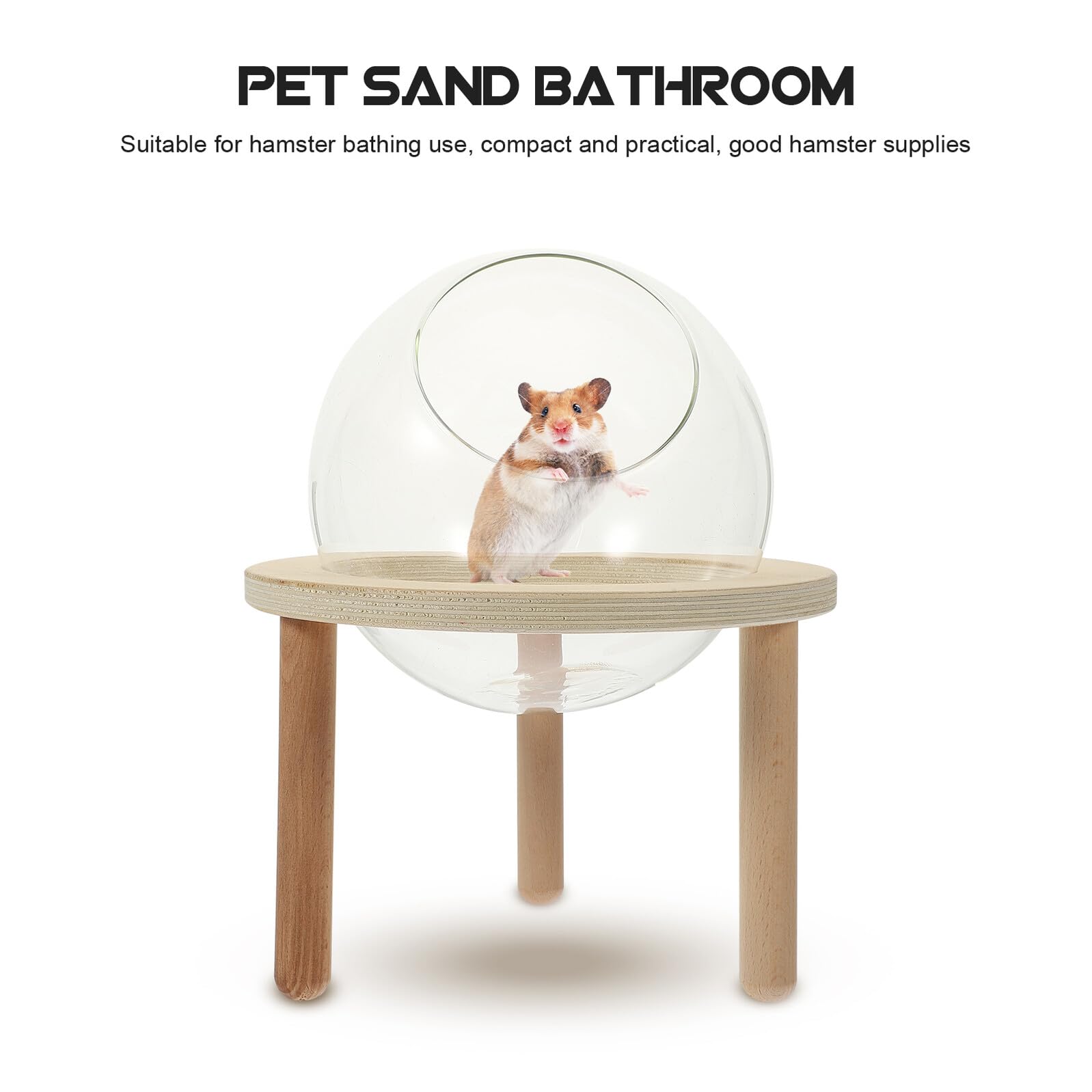 Transparentes Hamster Badezimmer mit Robustem Glas und Holz Praktisches Sandbad für Kleine Haustiere zum Baden im Haushalt