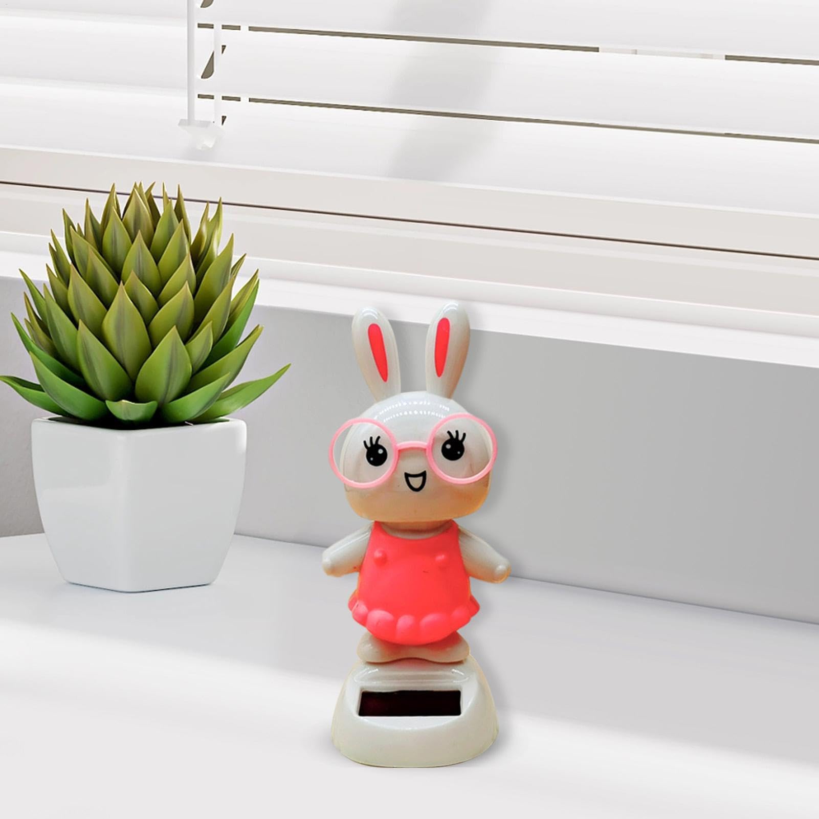 Coniglietto solare, figure Bobblehead, design robusto cruscotto Nodder, coniglietto che scuote ballando farcito, ballerino decorativo di lunga durata e giocoso per scrivania, 1-3 cm