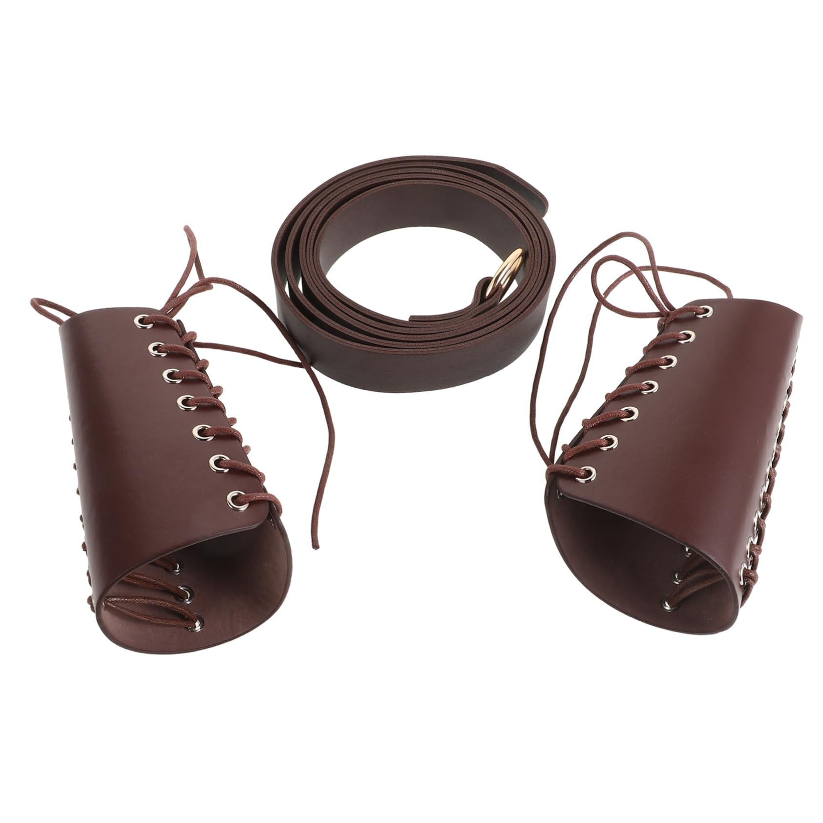 Totority 1 Set Medieval Waist Renaissance Wristband Mens Cosplay Accessory Comfortable Wrist Guard and Belt Kit