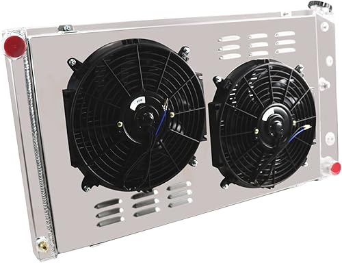 Miniatura 3 de ECMRAD Combo de ventiladores de radiador y cubierta de 3 filas para Chevy Pontiac GTO Chevelle El Camino 1968 69 70 1971 1972 All Aluminum (Combo de