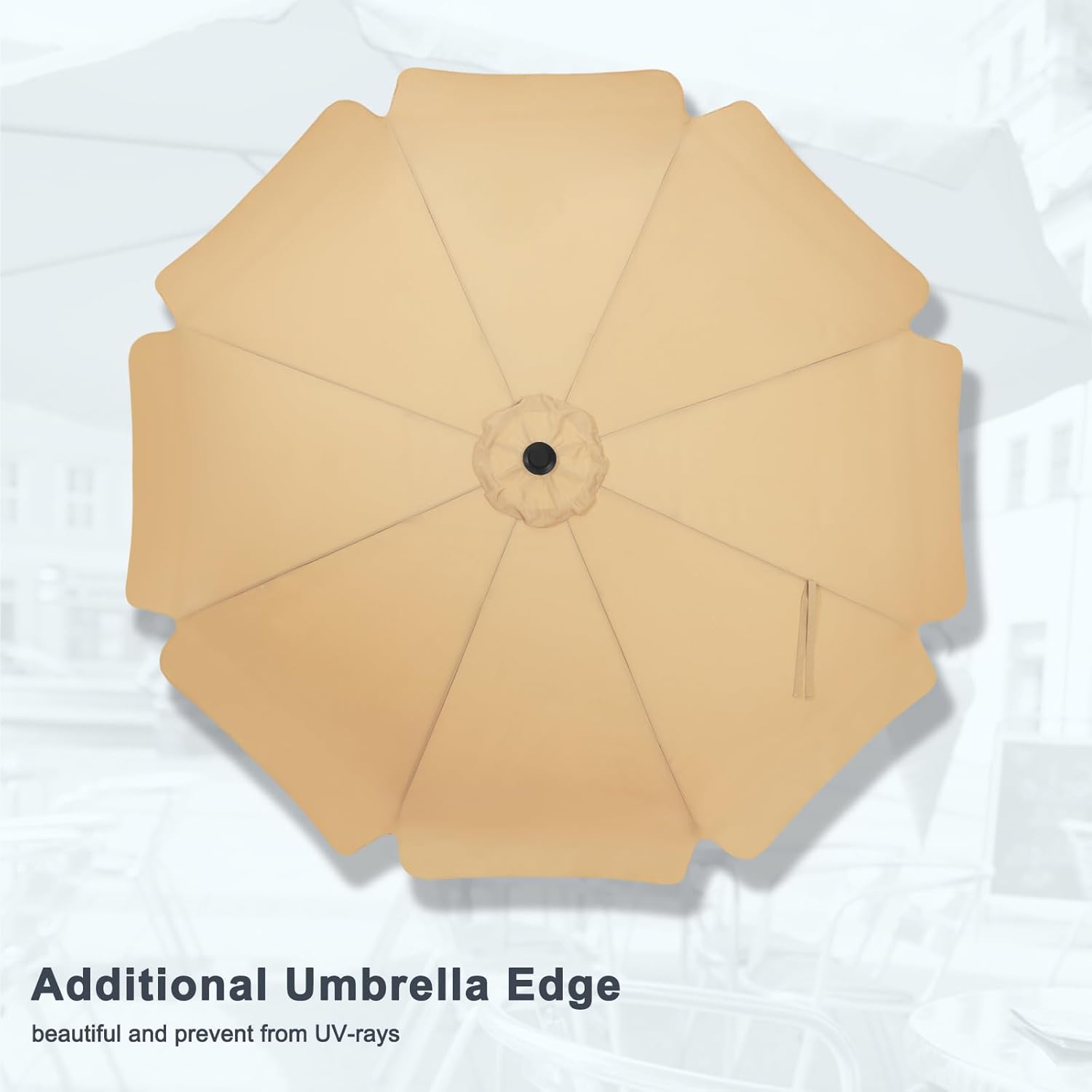 MASTERCANOPY Valance Patio Umbrella for Outdoor Table Market -8 Ribs (9ft, Khaki)