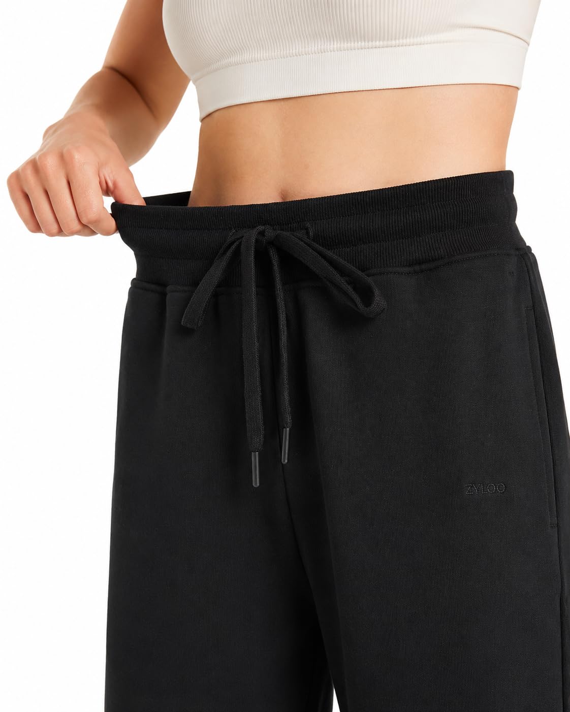 Zylioo Pantalon de Jogging Femme Coton Extra Long Pantalon de Running Sport | Pantalons de survêtement Elastic Respirant Training Sweatpants with Pockets Straight Wide Leg Yoga Casual Bottoms Trousers