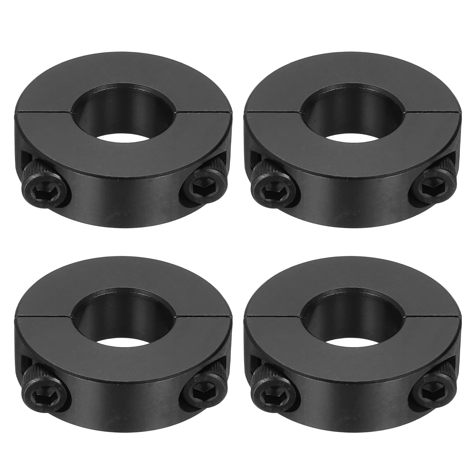 4pcs Double Split Shaft Collars 18mm Bore, Two-Piece Clamping Collar 40mm OD 12mm Thickness Carbon Steel Lock Collar Clamp with Set Screws (Black Oxide)