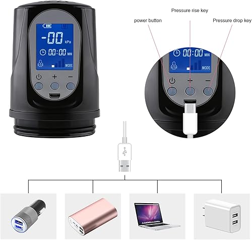 Miniatura 3 de Bomba de crecimiento para masturbador masculino con succión LCD, bomba de pene para hombres, bomba de pene automática al vacío, recargable, más