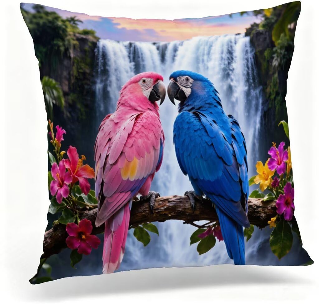 Poduszka outdoorowa 70 x 70 cm, poszewka na poduszkę 70 x 70 cm, dekoracyjna poduszka parrot, poduszka na sofę, lniana poduszka outdoorowa, wodoodporna, oddychająca, na lato, do domu, ogrodu