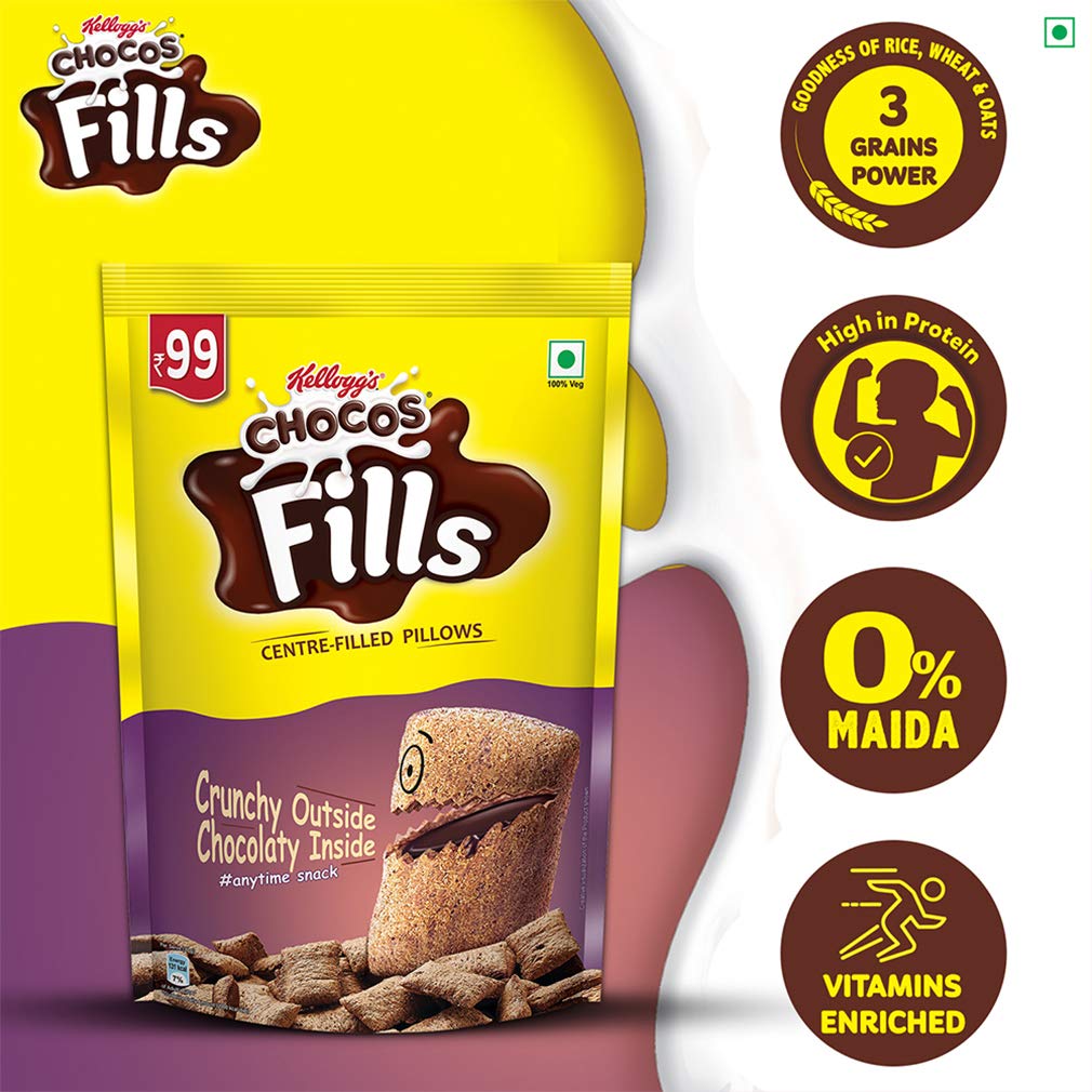 Kellogg's Chocos Fills Free, 180G*3, Pack of 1, Multicolour - Rice