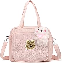 Baby Changing Bag with Cute Charm - Comfort Cloth Baby Nappy Changing Diaper Travel Tote Pram Bag for Mum Mother