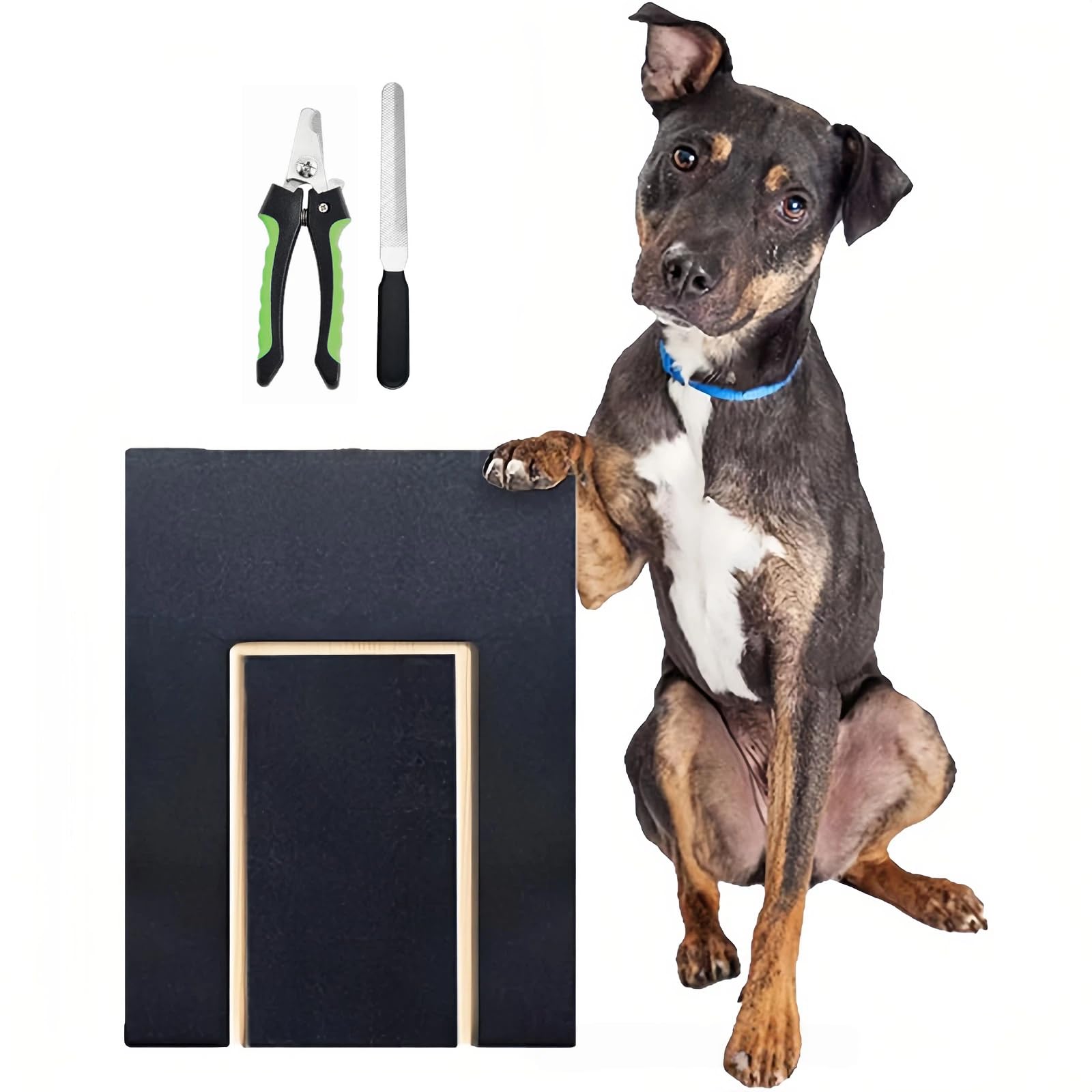 Dog Scratch Pad for Nails,Multifunctional Scratching Boards with Built-in Treat Box,Nail File Pad, Dog Nail Scratchboard,Wooden Scratch Mat Toy for Pets Nail Care File Board (Two)