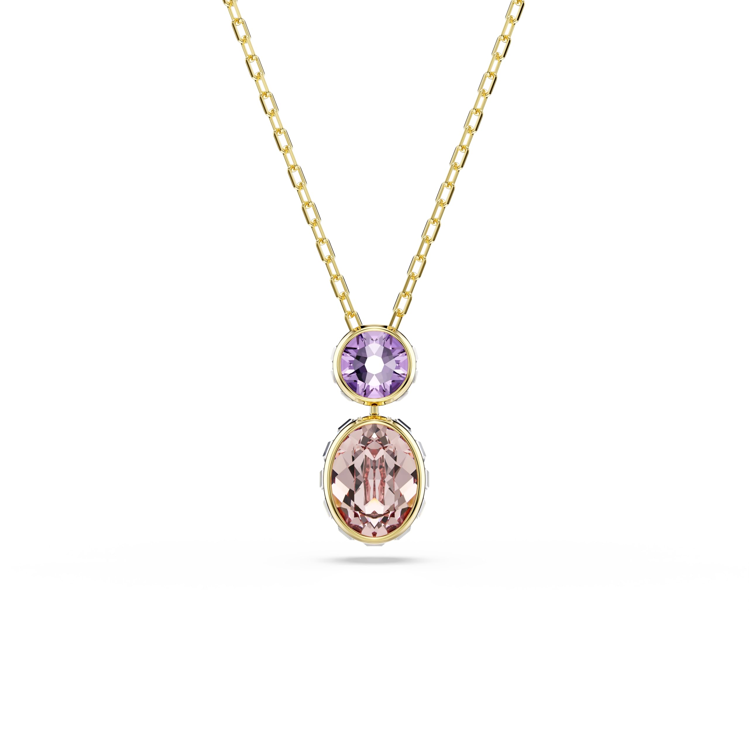 Swarovski Chroma Pendant, Mixed Cuts, Multicolored, Gold-Tone Plated