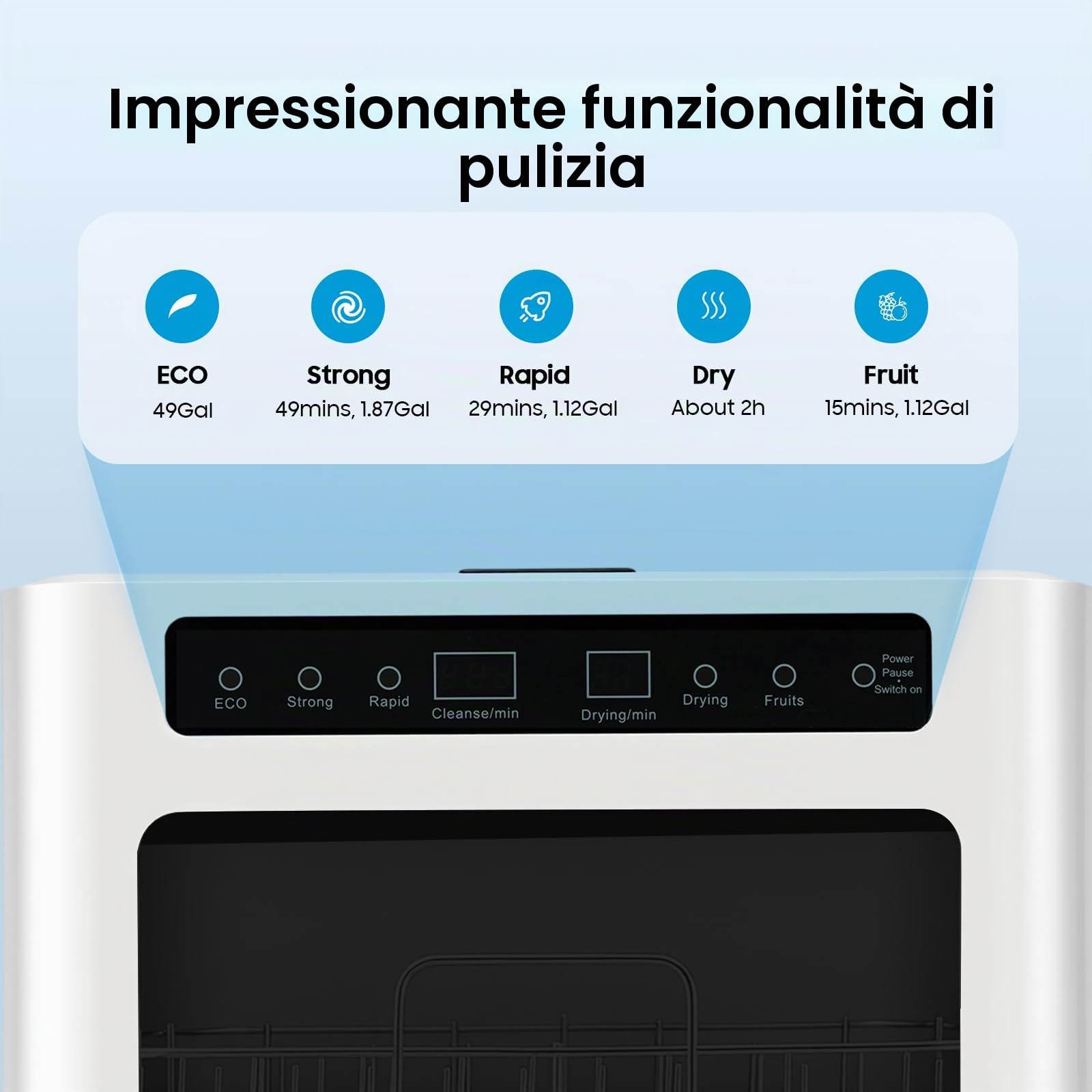 Mini lavastoviglie piccola 43 x 39 x 46 cm Quattro modalità di lavaggio lavastoviglie da tavolo portatile compatta per piccole case, appartamenti, dormitori