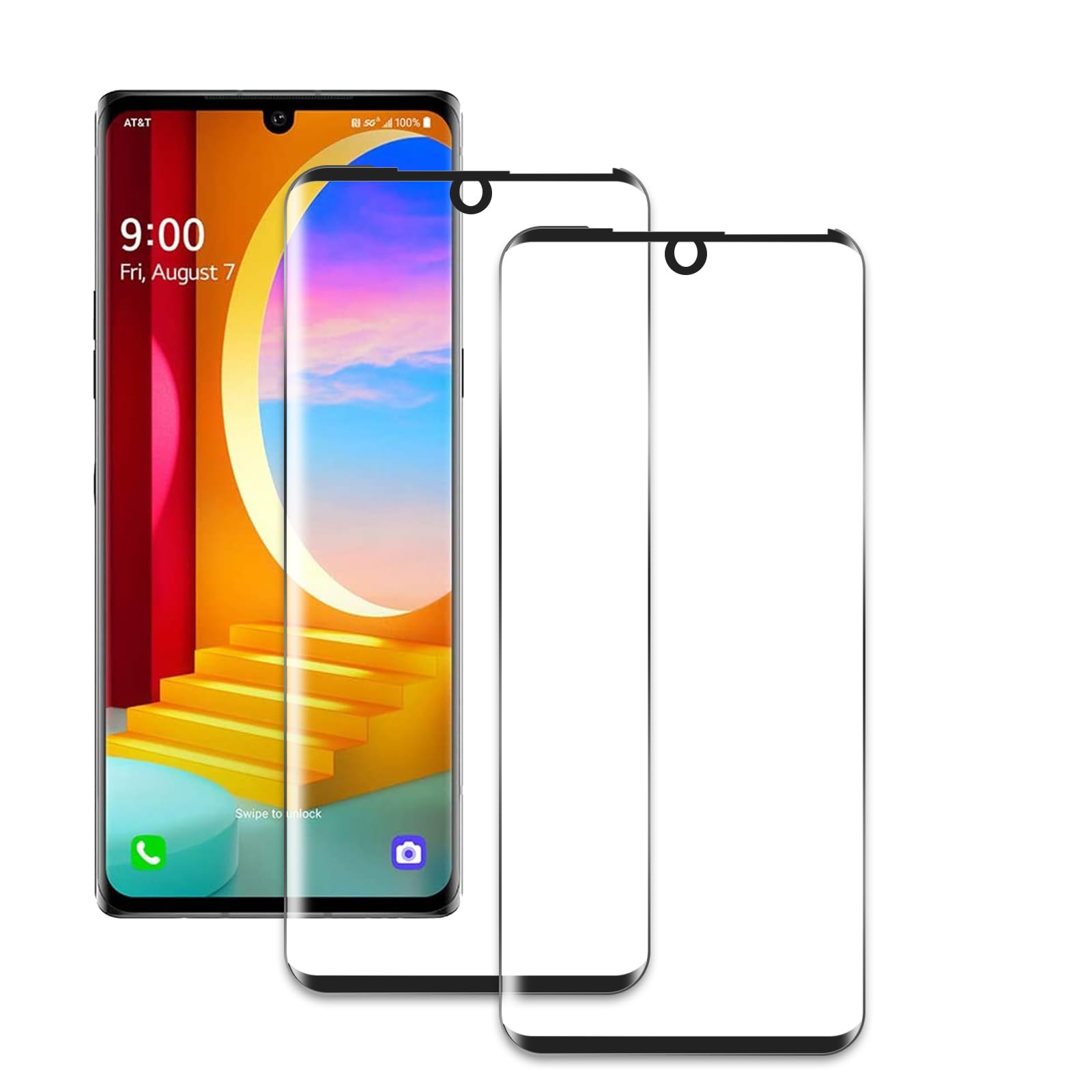 AYWLPP 2 Pezzi Pellicola Protettiva per LG Velvet/LG G9 Accessori, Curvo 3D Copertura Completa Protezione Schermo, Vetro Temperato Pellicola, Anti Graffio, Durezza 9H, Senza Bolle