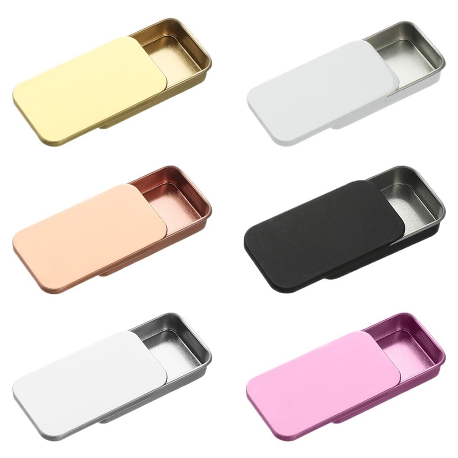 Gwyzax Metal Tin Box with Lids 20Pcs Metal Rectangular Mini Tin Boxes with Hinged Lid for Candy Storage