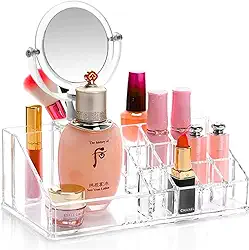 Organizador de Cosméticos Maquiagem Pincel batom Em Acrilico Com Espelho