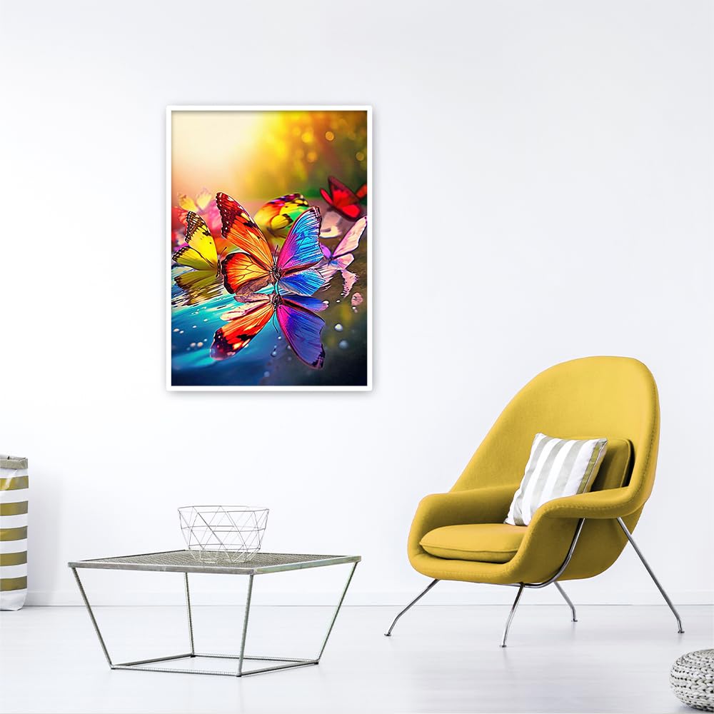 Diamond Painting Farfalla - Kit 5D Rotondo 30x40 Cm Per Bambini E Adulti