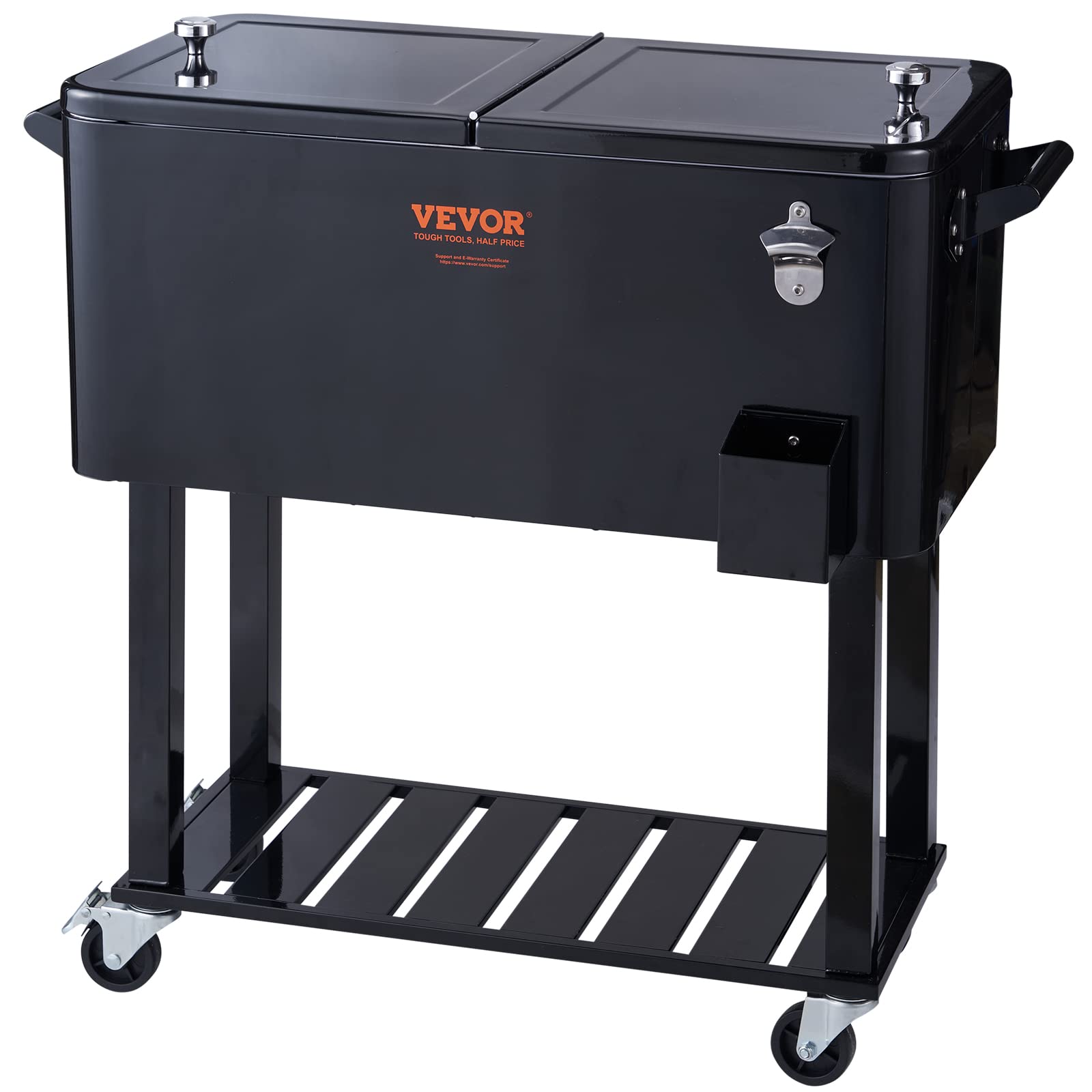 VEVOR Carrello Mobile Bar Mini Frigo Isotermico 80QT per Bevande con Apribottiglie per Feste Esterno