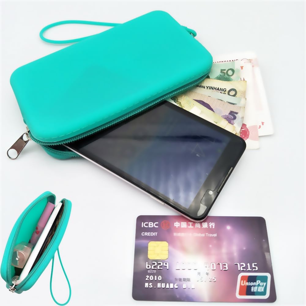 Silicone Small Makeup Bag Pouch for Purse, Travel Toiletry Bag Cute Portable Cosmetic Bag Waterproof Makeup Storage Bag Mini Zipper Clutch Makeup Organizer for Makeup, Beauty Tools (Small Green) - Image 2