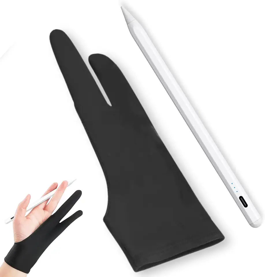 Combo Luva + Caneta Para Tablet Desenho Digital Universal Stylus Pen Touch Ponta Fina Smartphone Celular Mesa Digitalizadora