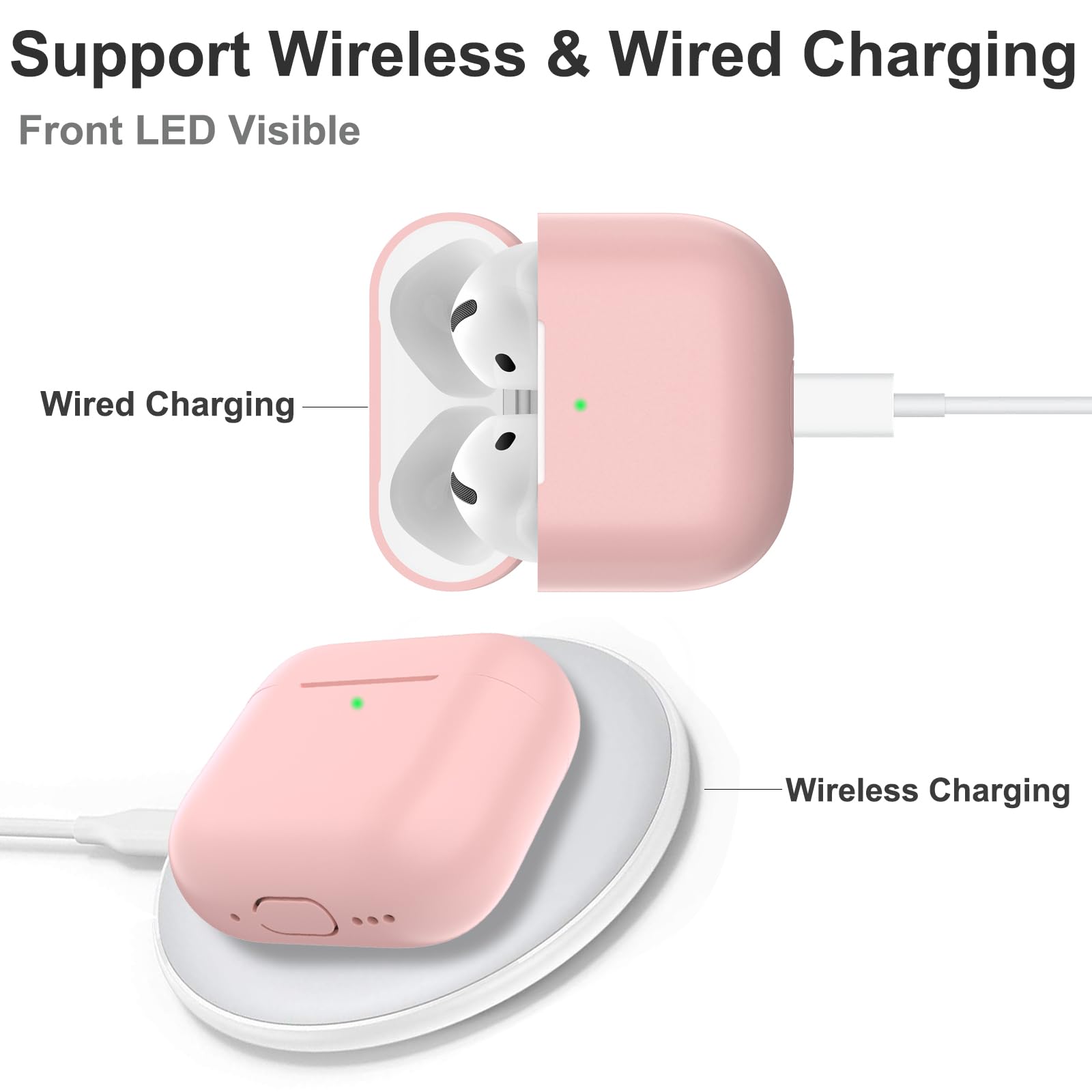 Coque AirPods 4, Étui Protection Mince Silicone AirPods 4 2024 USB-C, Rose