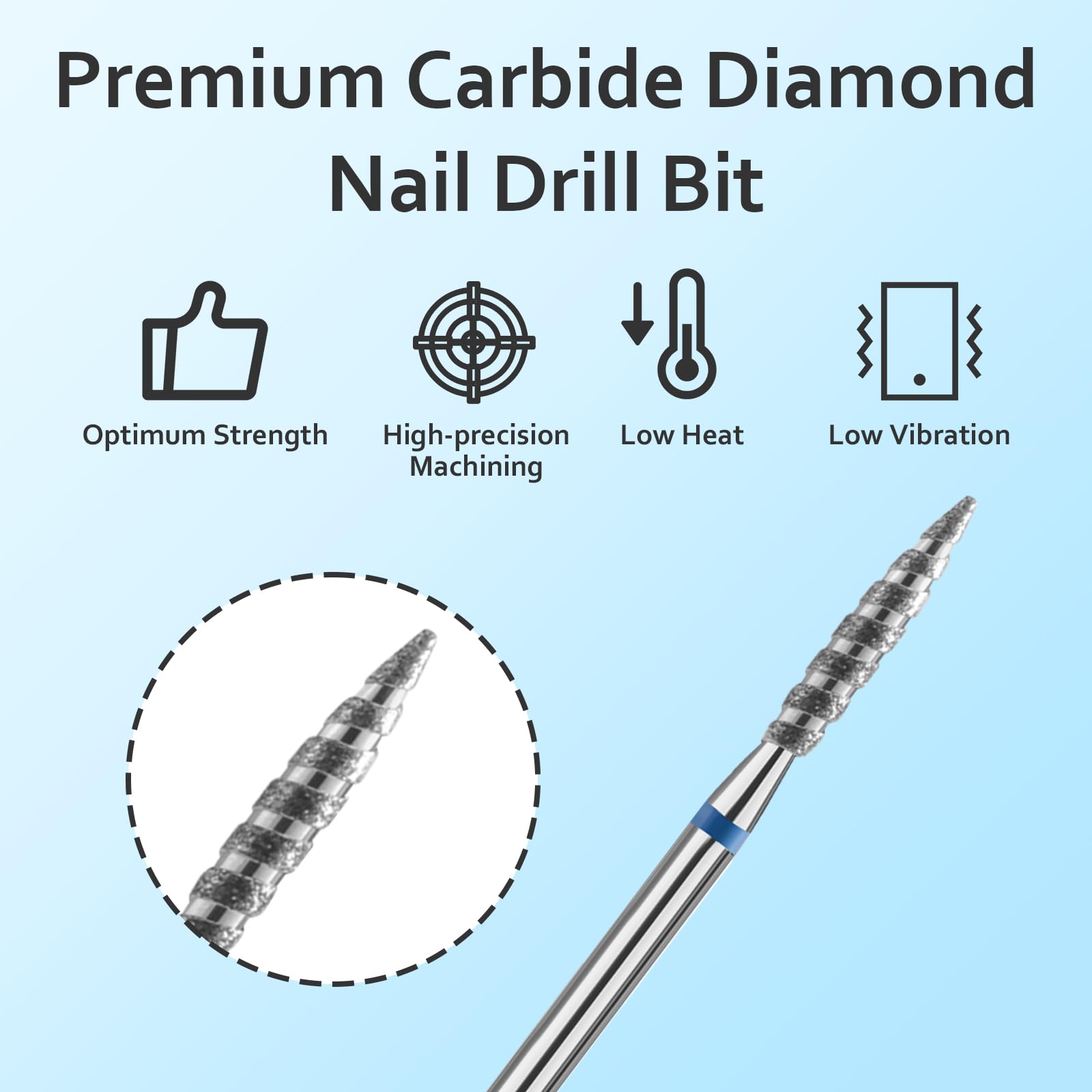 CGBE Punte Fresa Unghie Professionale, Punta Fresa Unghie Rimozione Cuticole e Pelle Morta, Diamante di Carburo, Grana Media, Forma di Fiamma, Punte Fresa Cuticole per Manicure Pedicure