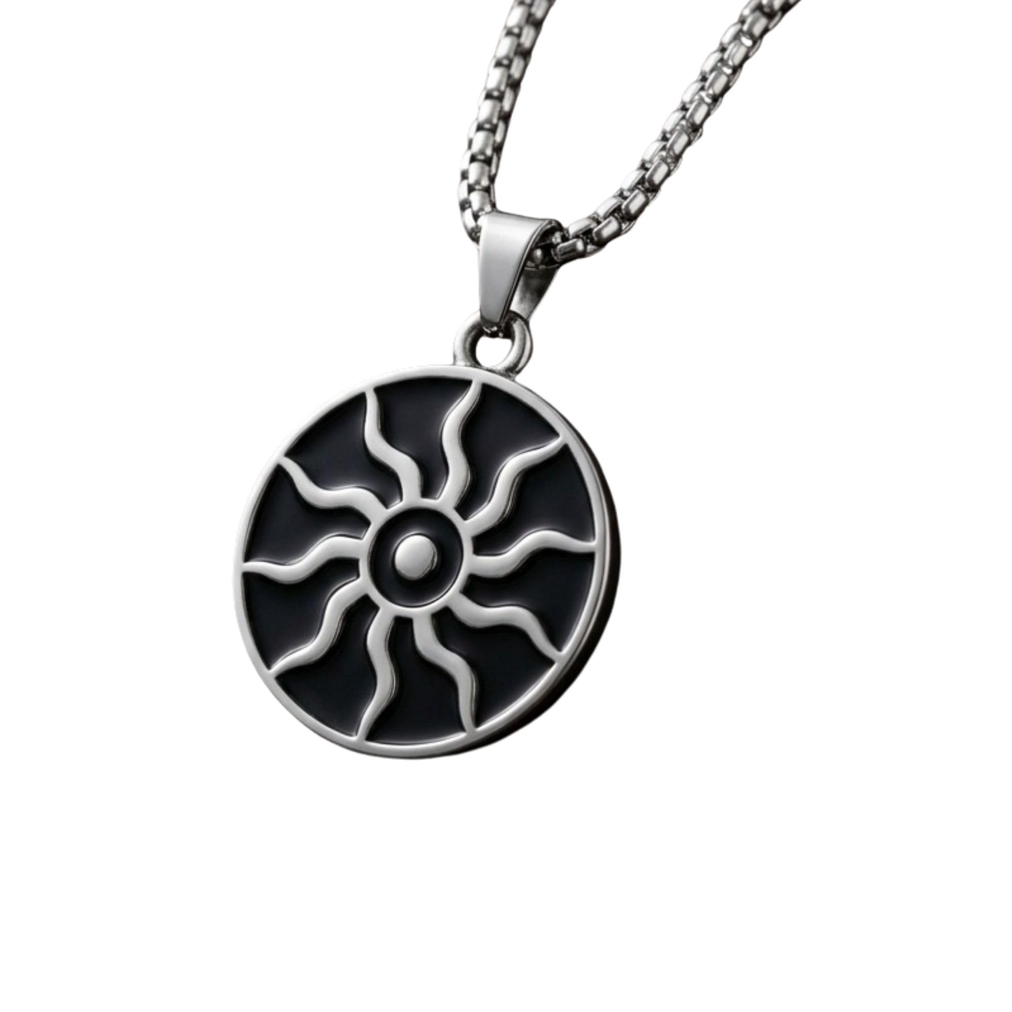 Powerful Sun Steel Pendant for Men and Boys Silver Pendants For Mens | Stainless Steel Black Pendant Chain for Men | Birthday Gift and Boys for Husband-image-29