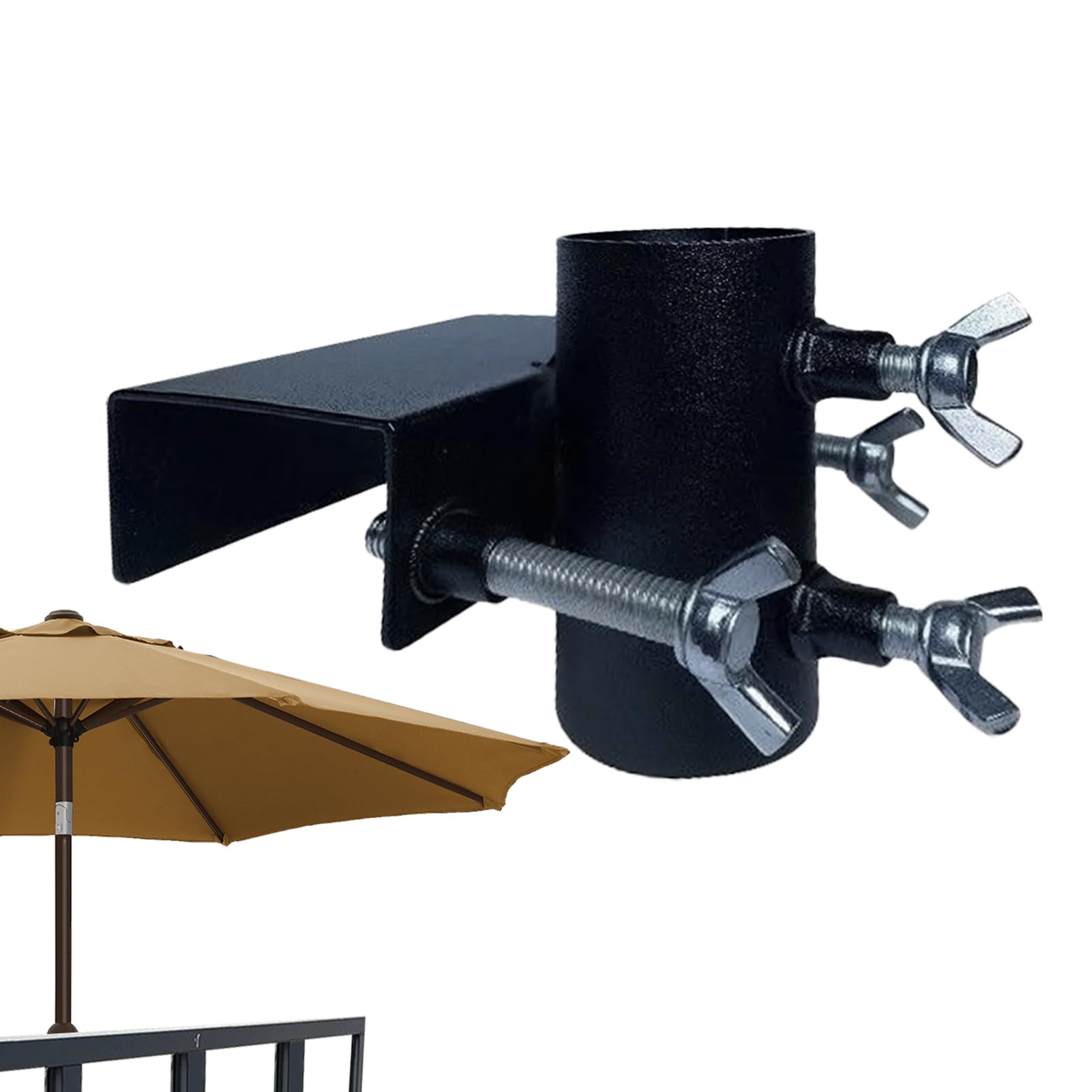 Porta Sombrillas Universal para barandilla de terraza con abrazadera metálica ajustable