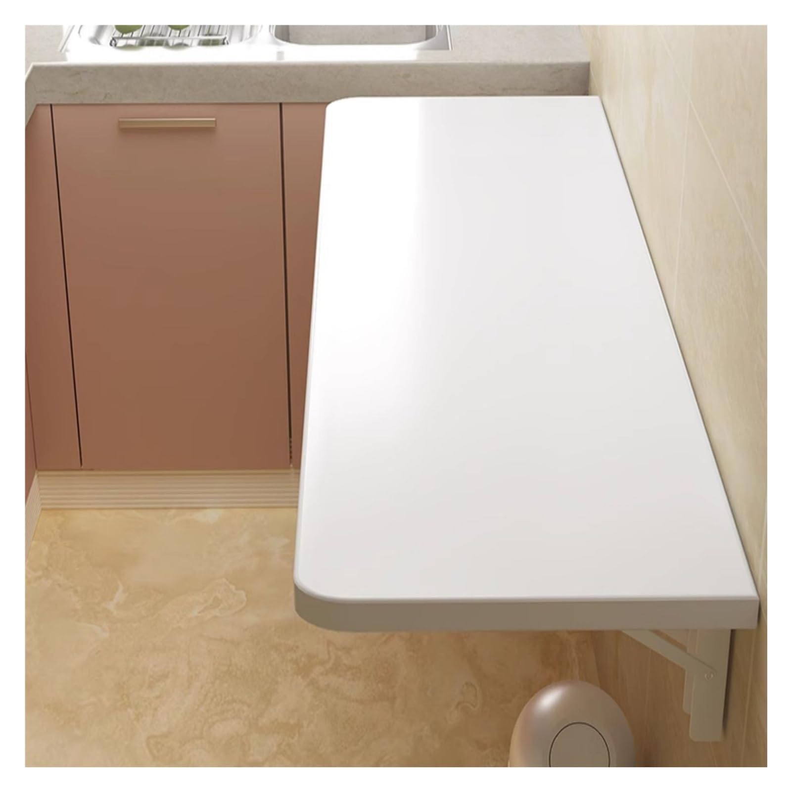 GJZQDKX Wall Mounted Folding Table - Space-Saving Drop-Down Shelf for Home, Office, Workshop, Garage, Kitchen, Dining Room, Bar - White (60x20cm)