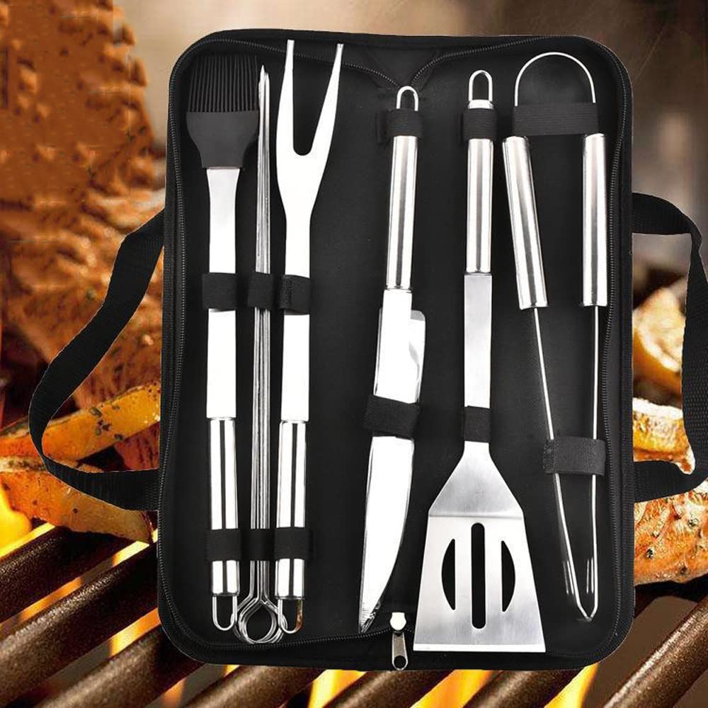 BBQ-Grill-Werkzeugset mit Koffer – 9-teiliges Grillset aus Edelstahl mit tragbarer Tasche, Grill-Werkzeugset für den Außenbereich für Camping im Hinterhof,