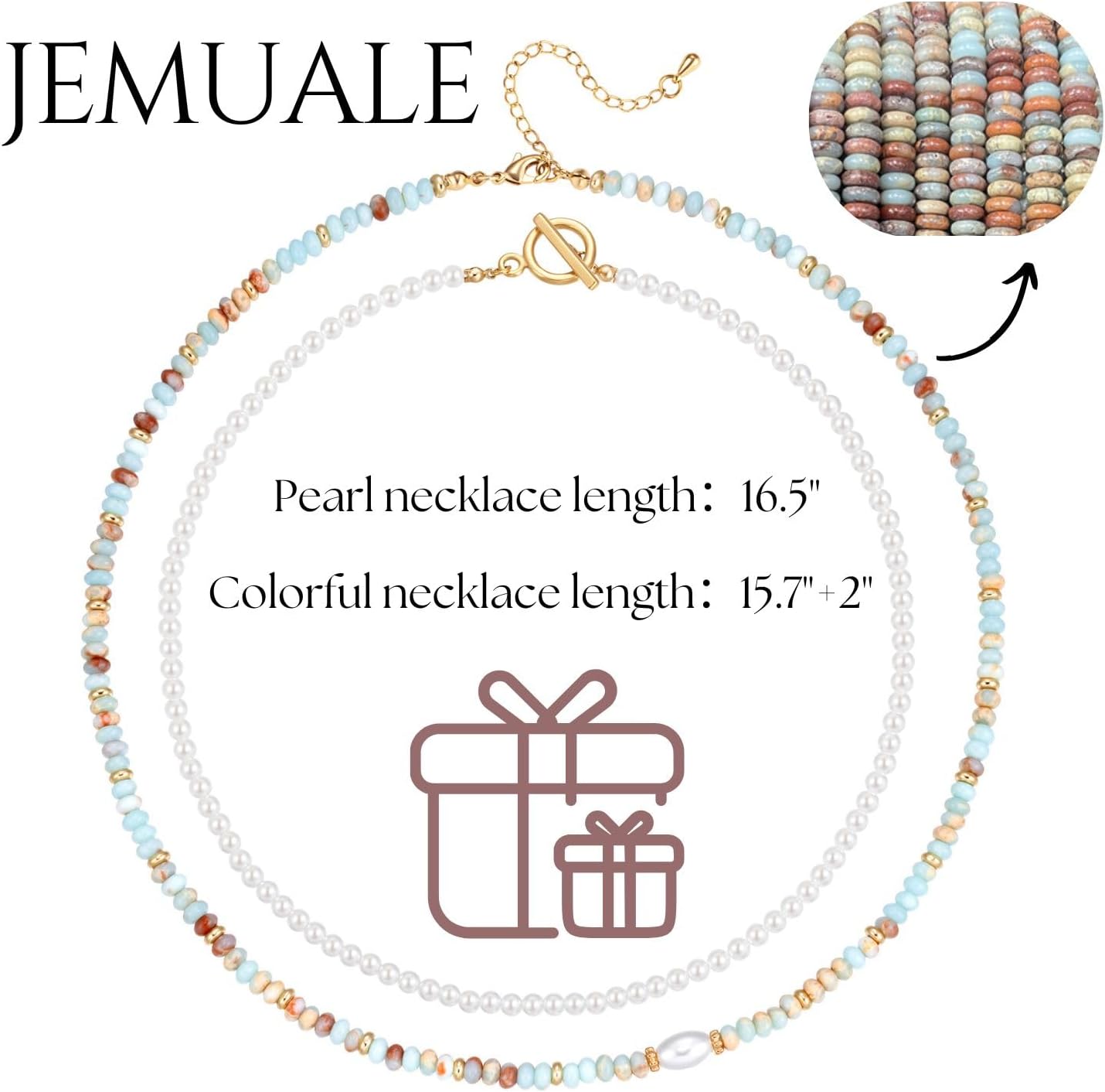 Beaded Necklace for Women Pearl Choker Layered Colorful Beaded Necklaces Beach Boho Natural Gemstones Choker Necklace Jewelry Gift - Image 7