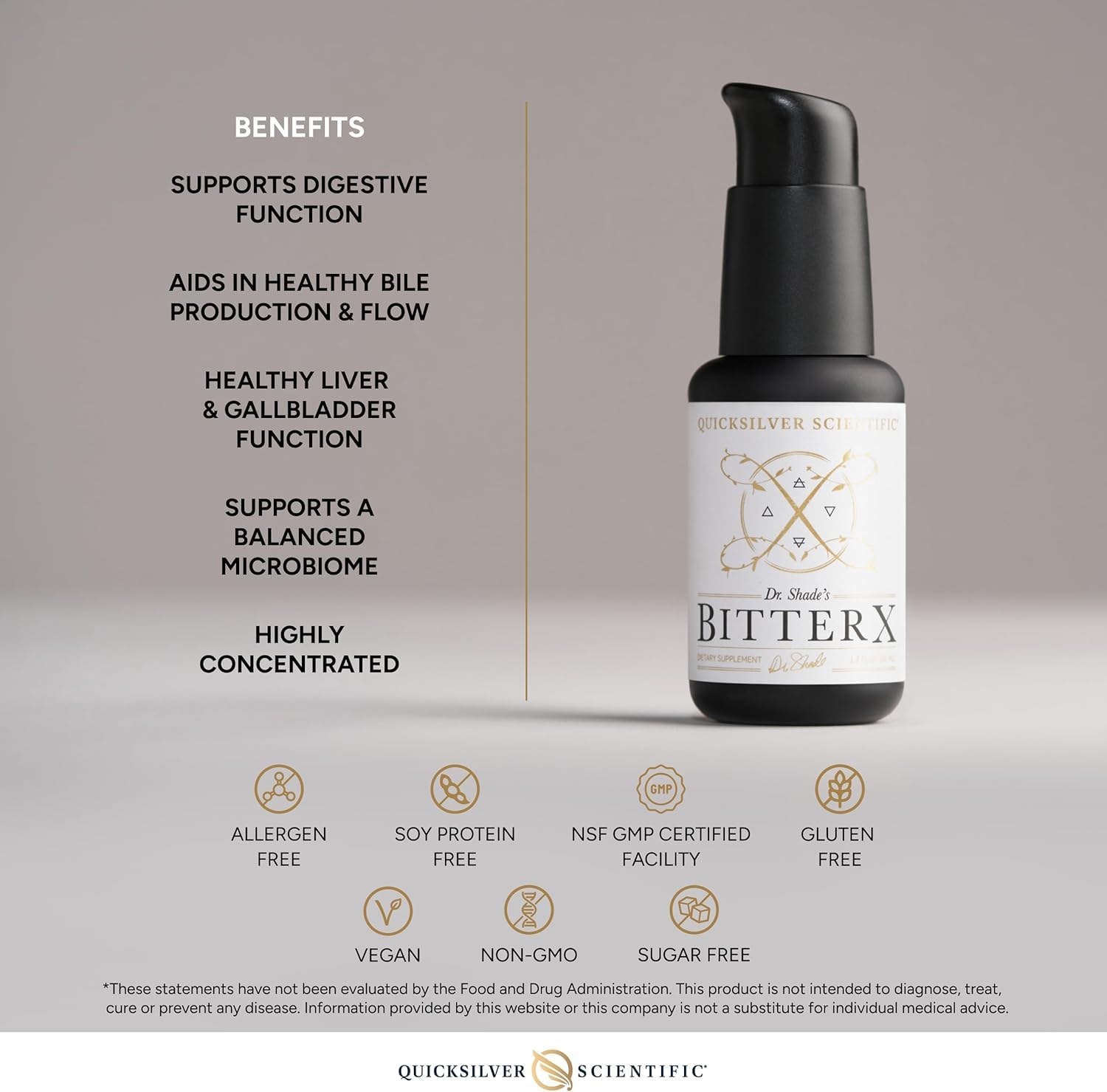 Quicksilver Scientific Dr. Shade's BitterX, Gentian Root, 1.7oz/50ml, 1 Ct — Amazon image 4