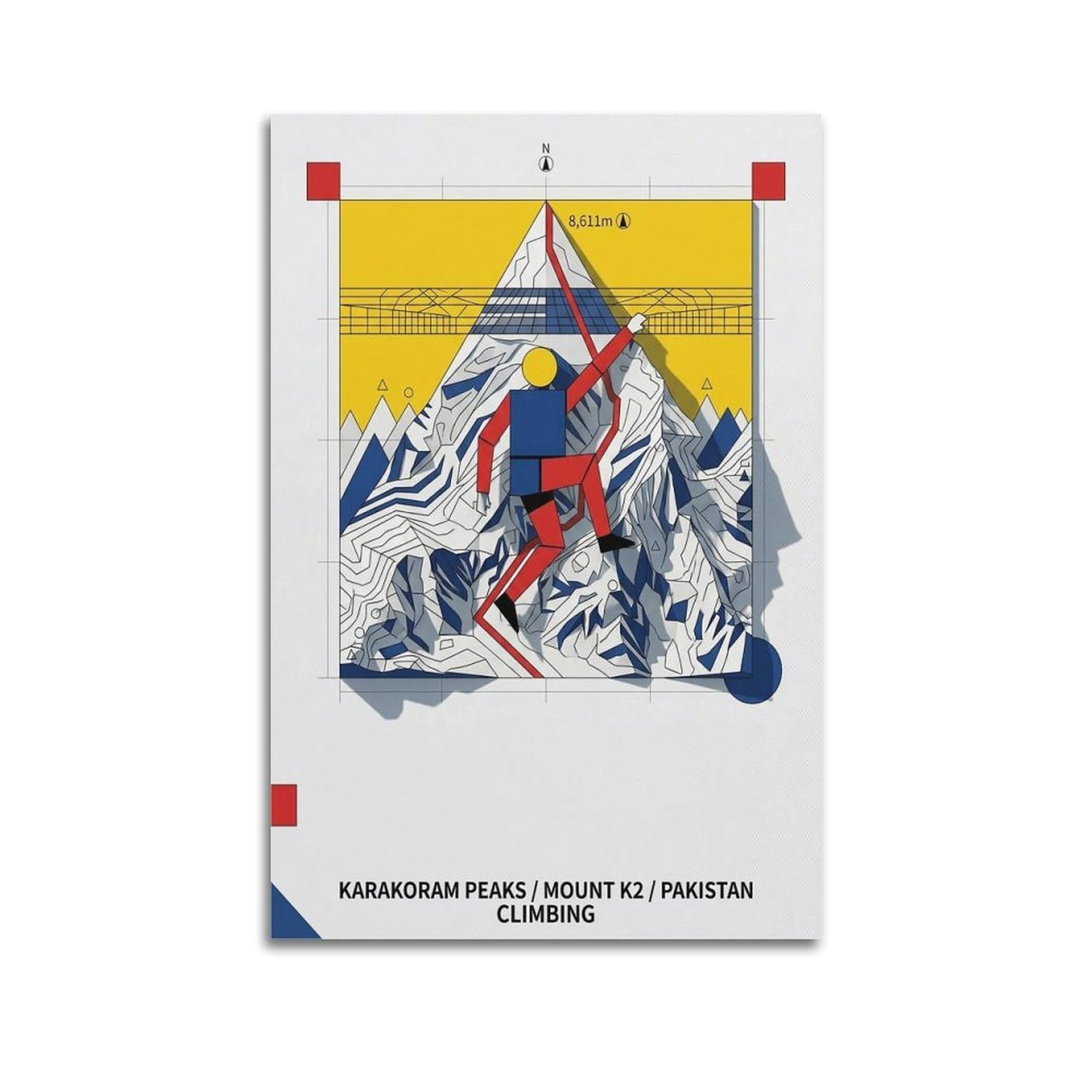 XKUGA Pakistan K2 Savage Mountain Climbing Poster Modern Decorative Canvas Prints - Ideal Wall Art for Family, Man Cave, Game Room, Boys & Girls Bedroom 20x30inch(50x75cm)