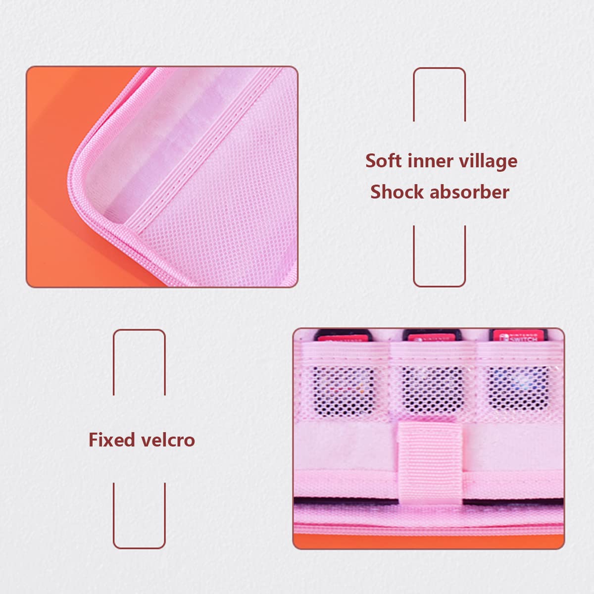 Funda de transporte compatible con Nintendo Switch OLED/Switch, bolsa protectora de carcasa rígida con 10 ranuras para tarjetas de juego para la consola Switch y sus accesorios (escama de pez rosa)