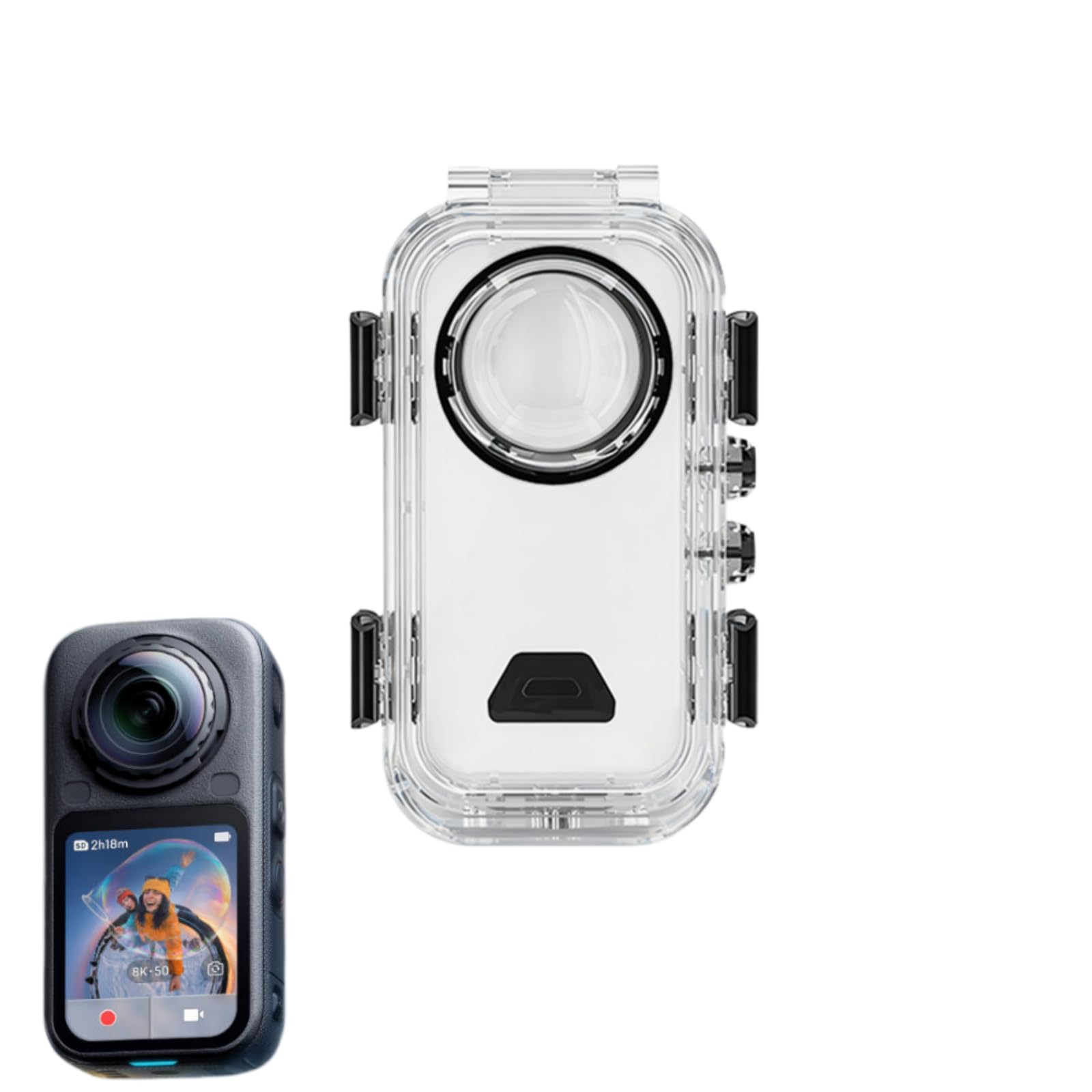 Magnetyczna obudowa do nurkowania kompatybilna z Insta360 X6, wodoodporna obudowa szybkiego zwalniania 60 m ze szklaną soczewką do fotografowania pod wodą