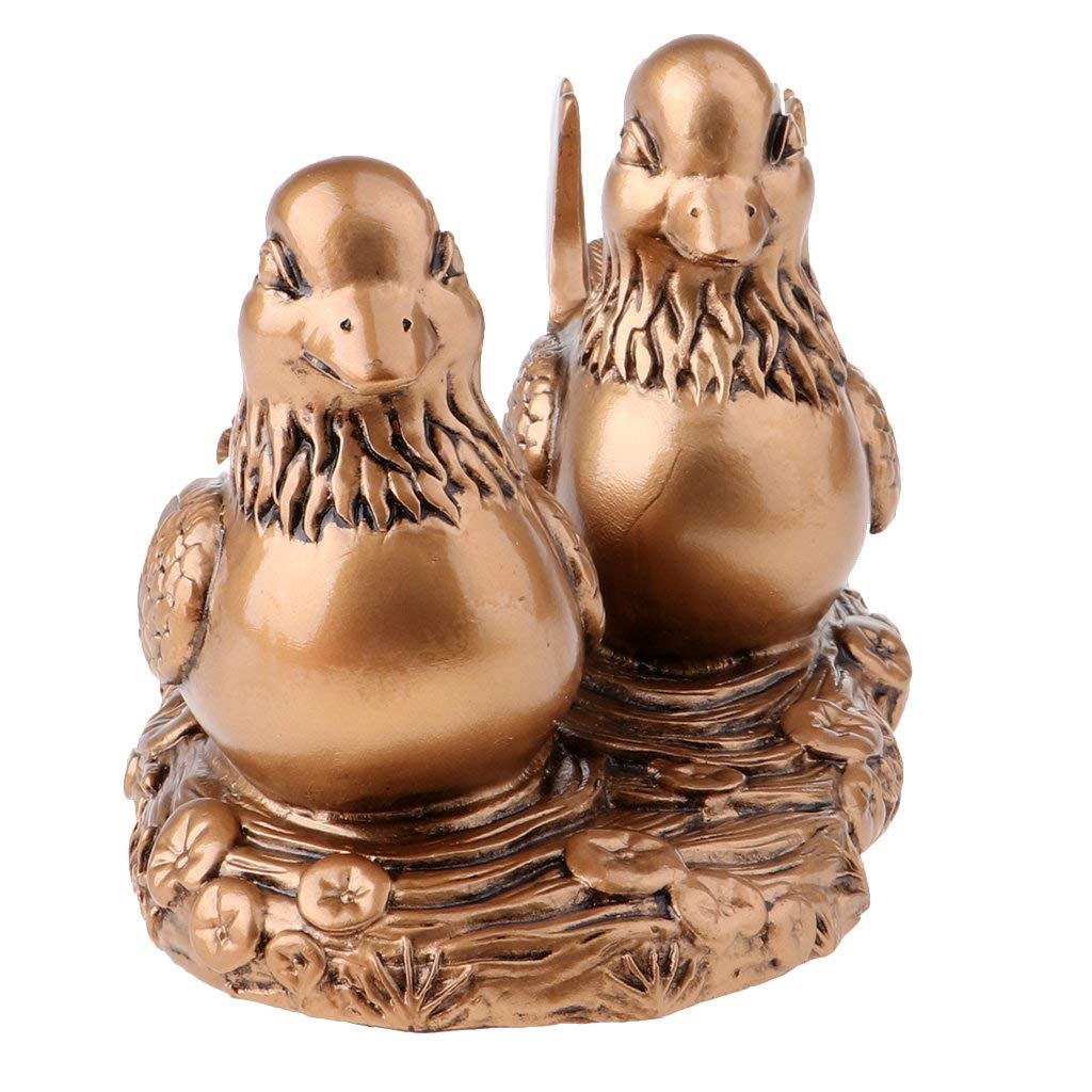Inzopo Feng Shui Pair of Mandarin Ducks for Lovers Symbol of Love and Marriage for Lucky & Prosperity - Copper, 15 x 8 x 8 cm Copper