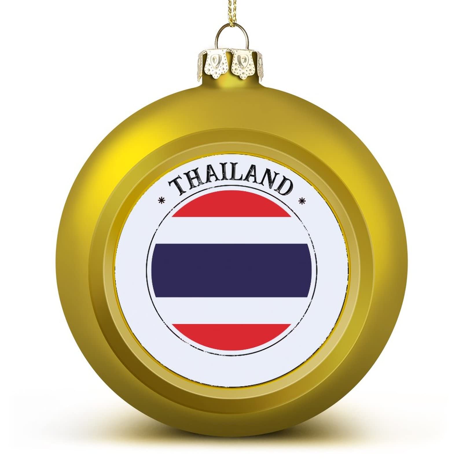 Luijorgy Men's Thailand Golden Christmas Ball Ornats, Flag Ball Ornat, National Flag Xmas Ornats For Christmas Tree New Year Seasonal Holiday Decoration Xmas Gifts For Friends