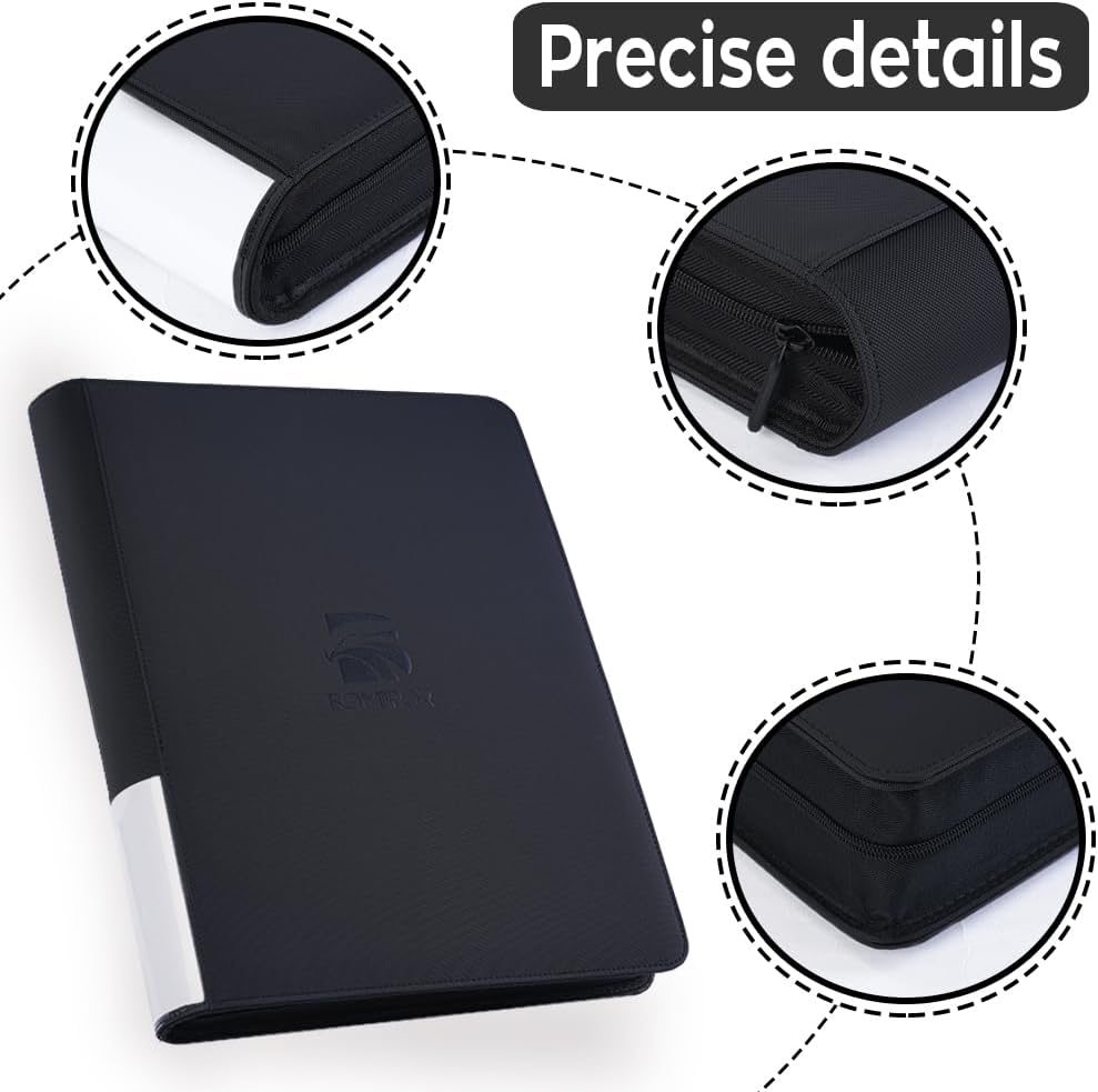 Semi Rigid Card Holder Binder, Premium Card Saver 1 Binder with Sleeves for Trading Cards & Sports Cards Storage - Holds 540 Semi Rigid Card Holders for Grading（Classic Black）