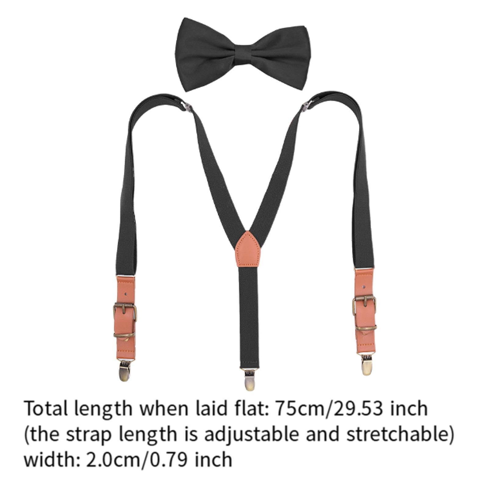 jojomis Kids Suspenders and Bow Tie Set, Adjustable Elastic Trouser Braces for Boys and Girls, Formal Wedding Party Accessories, Vintage Gift
