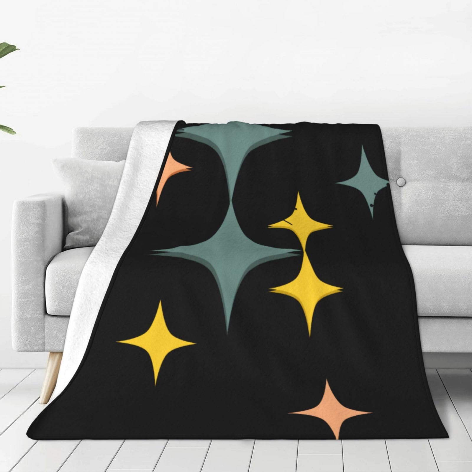SMAZDFXX Mid Century Modern Atomic Starbursts Silky and Non Pilling Touch, Fashion Blanket 80"X60"