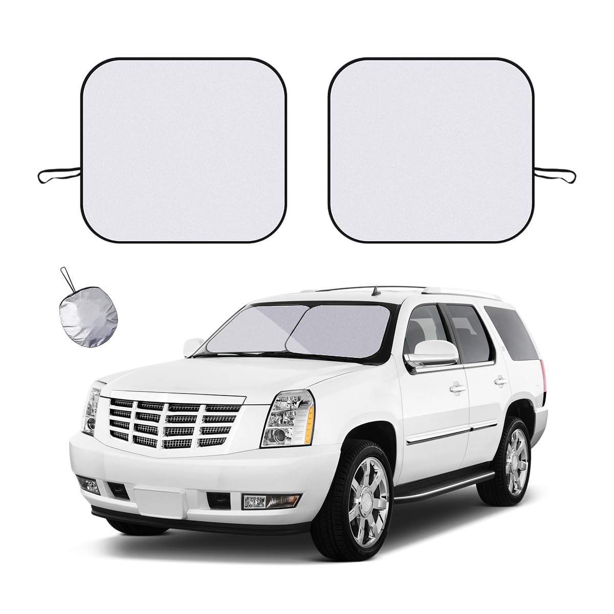 2PCS Car Windshield Sun Shade, 24"×29" Auto Windshield Reflector Sunshade Block Heat, Sun & UV Ray, Foldable Sun Visor Protector to Keep Your Vehicle Cool, Car Accessories