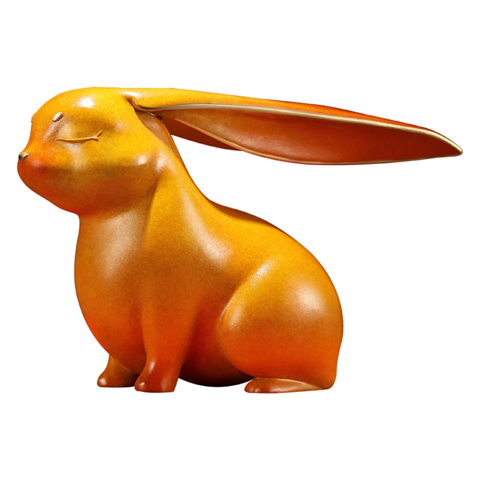 hongchenke34 Copper statue Copper Rabbit Creative Ornaments Cute Cuddly Bronze Sculpture Decorative Desk Craft Year of the Zodiac(A)