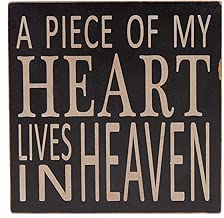 E-view Wood Box Sign with Quotes A Piece of My Heart Lives in Heaven, Memorial Sign Table Wall Decor 5.75 x 5.75 inches - coolthings.us