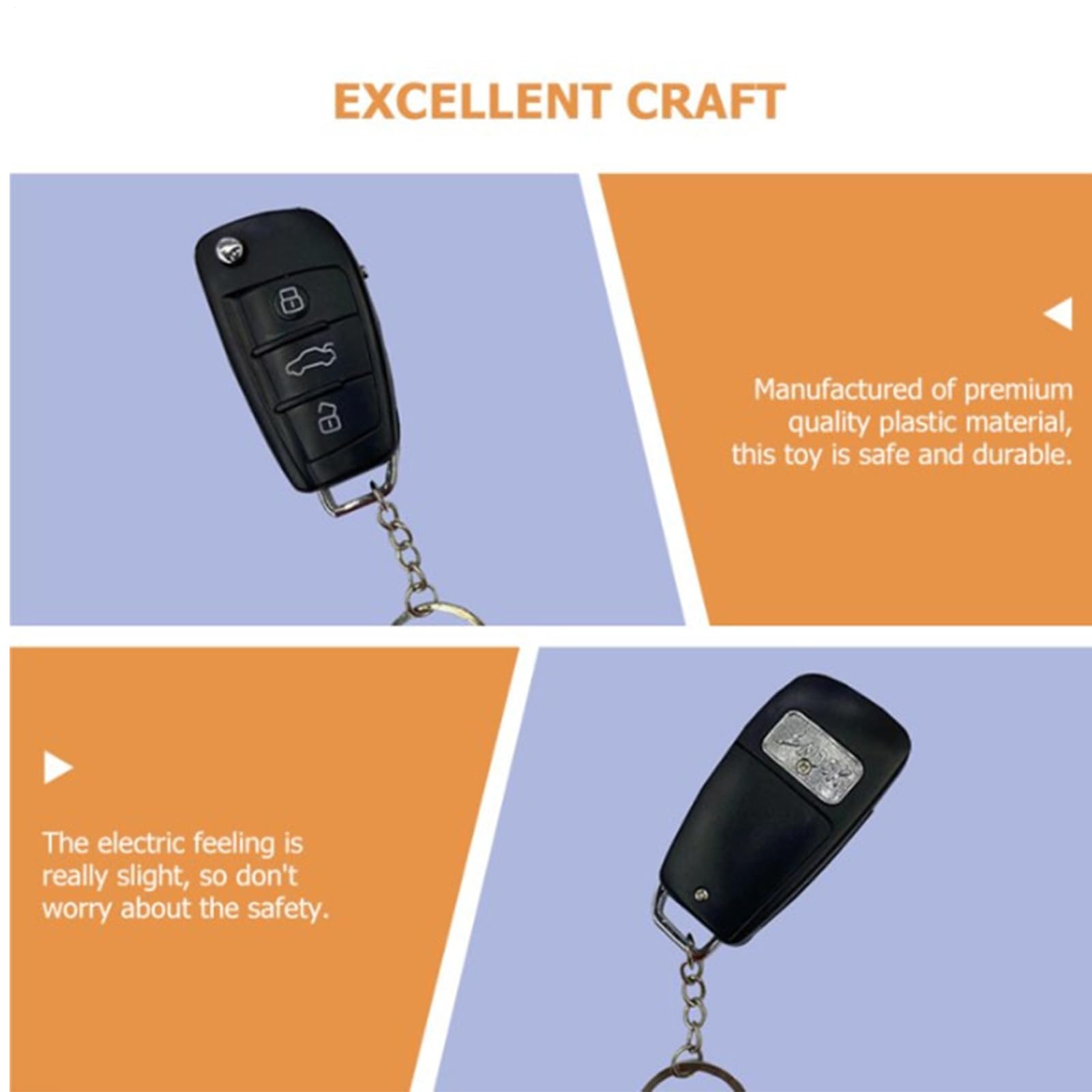 Prank Key FOB, Safe Electric Shock Trick Novelty Gag, Realistic Car Key Design Funny Joke, Instant Light Up Feature Simple Activation, Stress Relief Office Desk Toys, Portable Humor Accessory