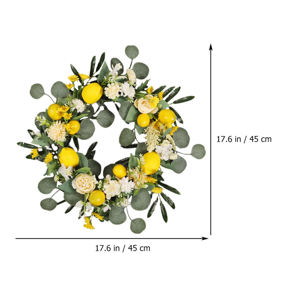 Sommerkranz aus Echtfaserblumen Hängender Türkranz für Haustür Frühling Zitronendekoration Künstlicher Blumenkranz aus Hochwertigem Material