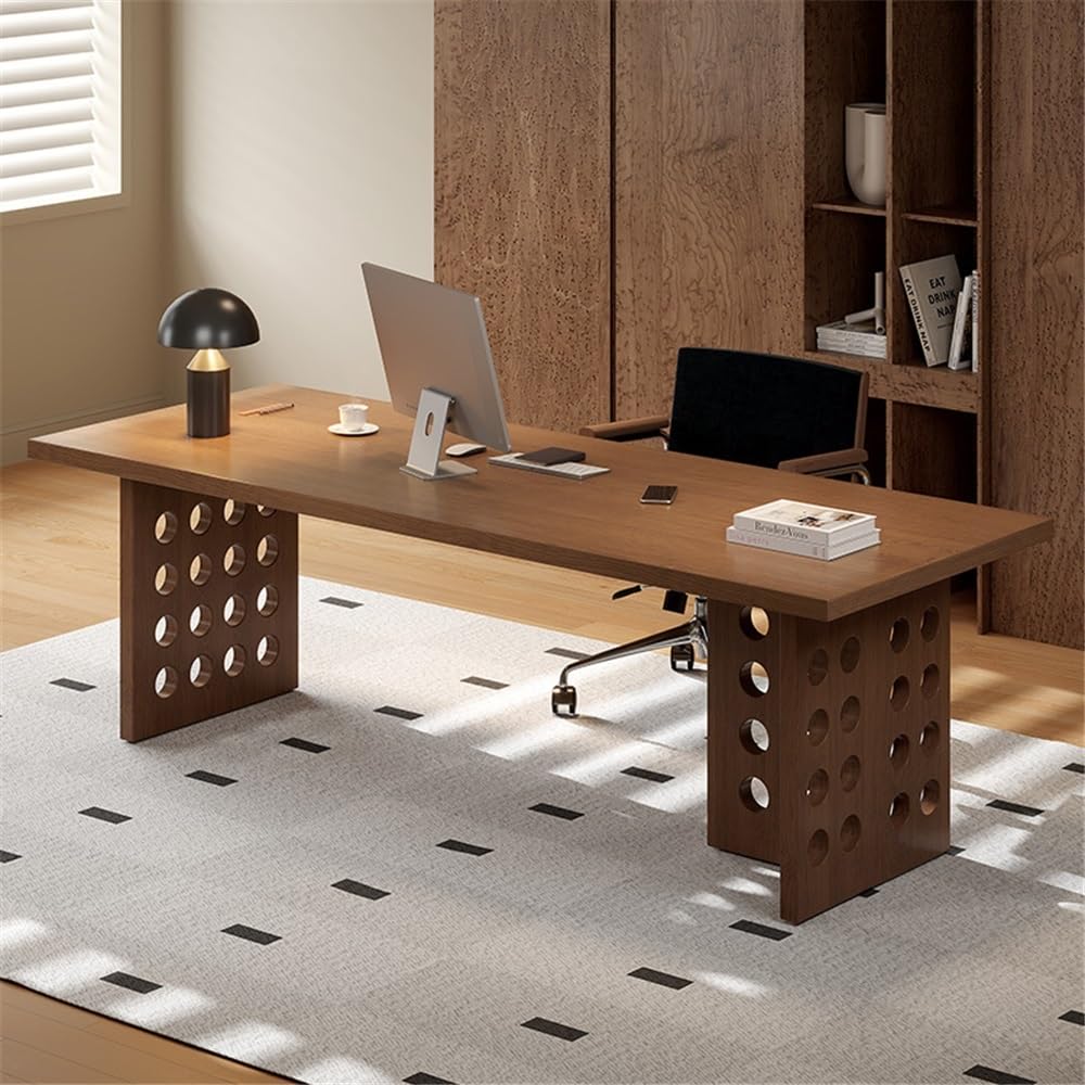 Escritorio de Oficina Escritorio Ejecutivo Grande, Mesa de Escritura Moderna y espaciosa Madera Fresno, estación Trabajo Mesa para Juegos de portátil(S)