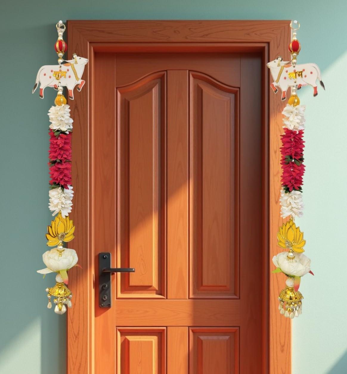 Kavya Fashion Artificial MDF Cow Pichwai with Lotus Cutouts and Pom Poms Backdrop Hangings for Home Decorations, Multicolored Home Décor, Diwali Décor, Wedding and All Festival Décor, 1 Pair, 26 Inch (B0CFFPT2J3) Amazon Price History, Amazon Price Tracker