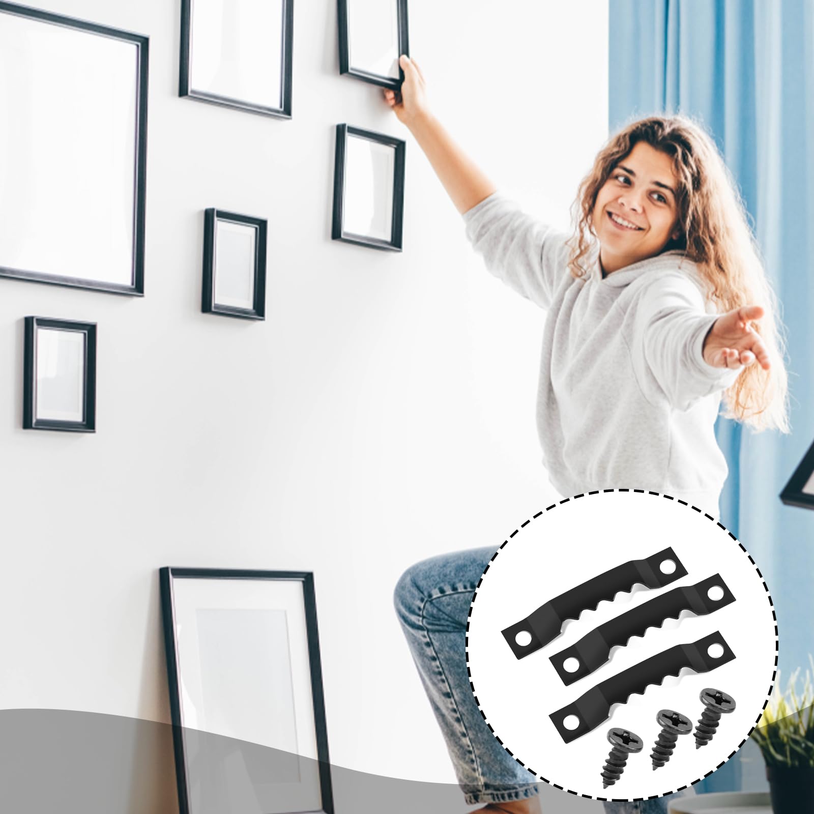 251 Pièces Accroche Tableau Noir, Crochet Pour Cadre Photo Kit Avec Tournevis Et Vis Attache Cadre Acier Inoxydable D Anneaux Fixation Cadres Pour Fixation Cadres Photos Miroirs Uvres Art 85430669