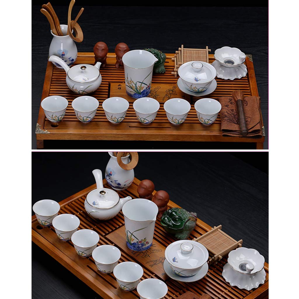 Serwis herbaciany, taca herbaciana do Gongfu, niebiesko-biały porcelanowy zestaw do herbaty do Gongfu, serwis herbaciany Vintage zestaw do herbaty, zestaw do herbaty i małe przybory do herbaty, preze